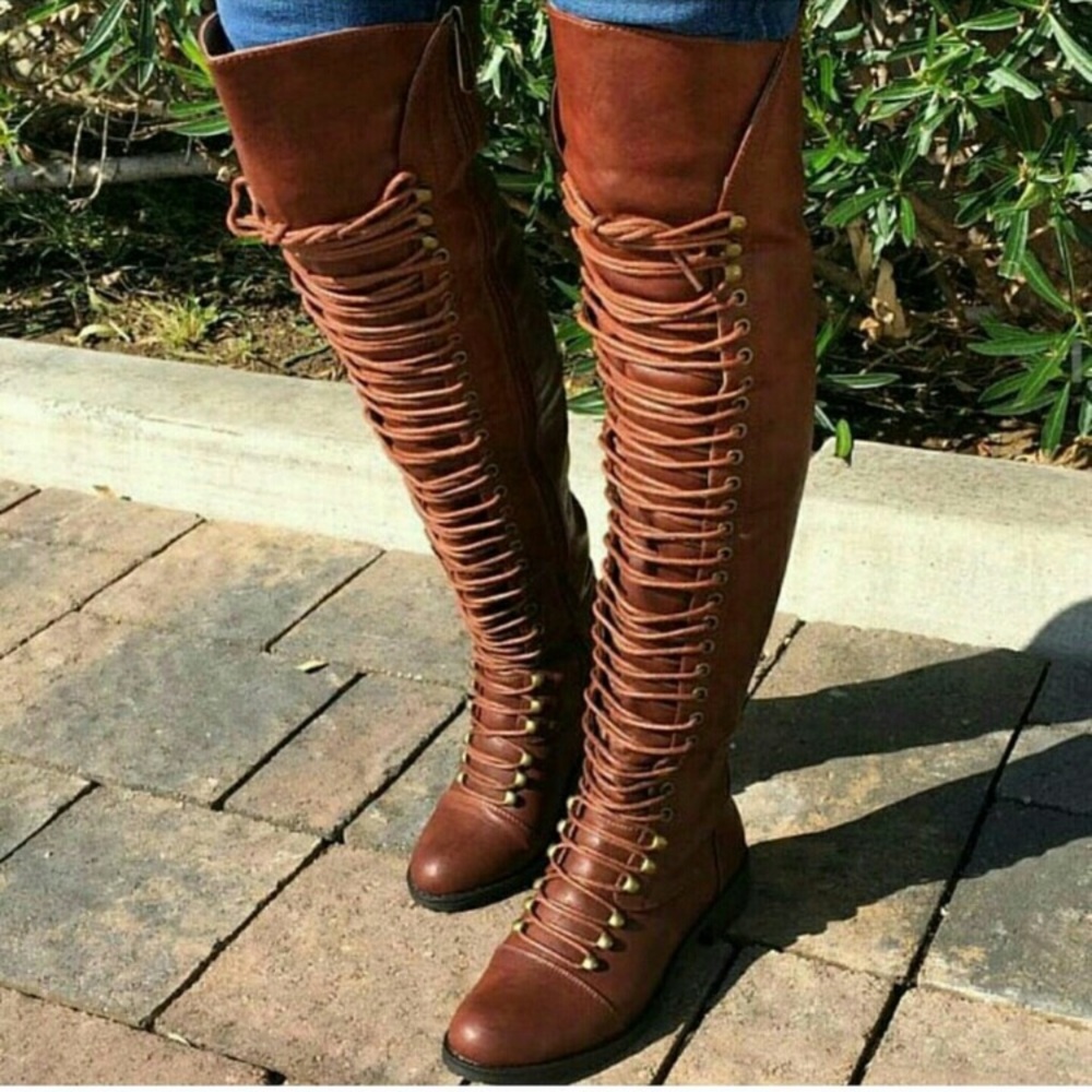 SOLD!!Over the Knee Lace up Boots